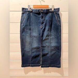 CHAPS Dark Denim Midi Skirt – Size 18